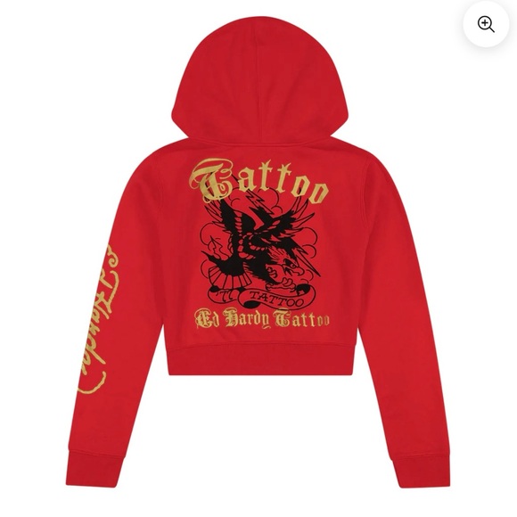 Ed Hardy NWOT Cropped Jacket Red XL runs really small - Picture 2 of 3